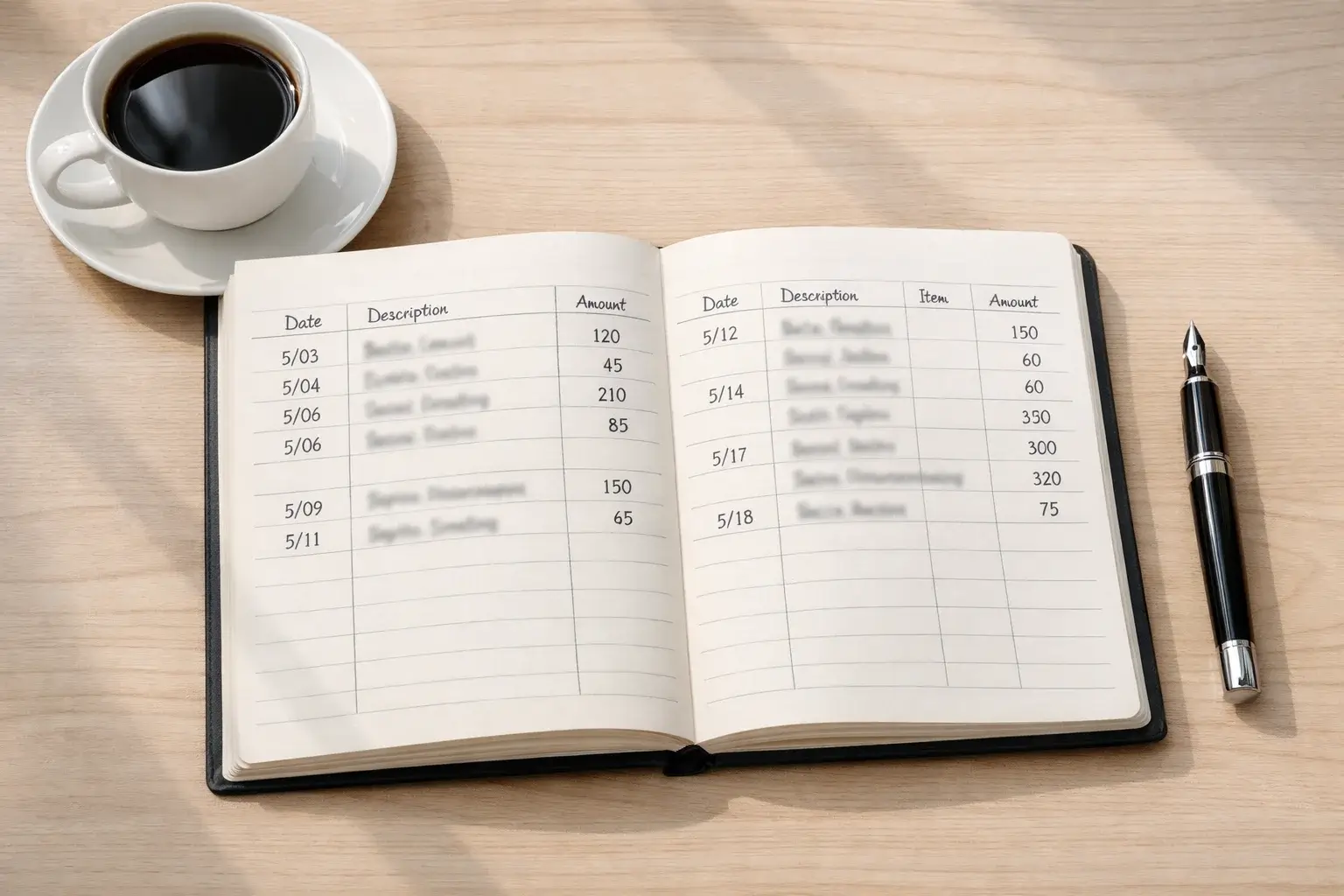 Organized desk with notebook showing betting records
