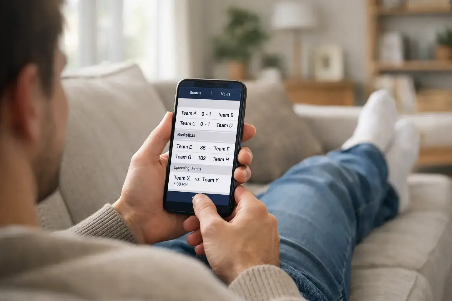 Person using sports betting app on smartphone